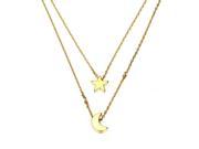 Gold Silver Double Layer Star Moon Pendant Necklace For Women Silver