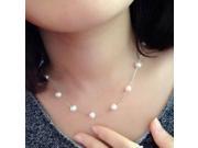Silver Concise Pearl Collar Choker Chain Necklace Women Jewelry