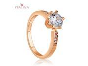 Italina 18K Rose Gold Plated Austrian Crystal Zircon Engagement Ring Silver 19
