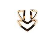 Gold Silver Shiny Double Lines V Shaped Midi Knuckle Ring For Women Silver