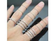 16pcs Punk Stack Thin Plain Band Finger Above Knuckle Rings Set Silver