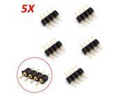 5X Black 4pin Male Connector For RGB 5050 3528 LED Strip Light Connect