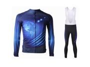 Men s Bicycle Sport Clothes Cycling Long Sleeve Jersey With Bib Pant Blue XS