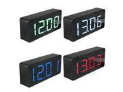 Acrylic Mirror Wooden Digital LED Alarm Clock Time Calendar Thermometer Black Red