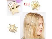 10Pcs Alloy Gold Star Swirl Spring Hair Pin Hairpin Clip Decoration