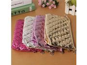 4 Colors Rhomboic Tartan Zipper Storage Pouch Organizer Cosmetic Makeup Travel Bag Pink