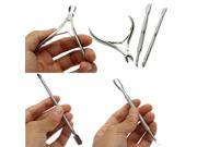 Stainless Steel Nail Cuticle Clipper Spoon Pusher Trimmer Manicure Set