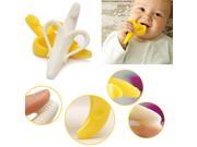 Soft Silicon Banana Bendable Baby Teether Training Toothbrush White