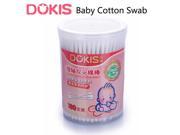 DOKIS 180Pcs Disposable Double Head Pure Cotton Paper Stick Swab Baby Care Tool