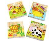 6 Sides Wodden Baby Children Kid Wooden Cartoon Animal Early Educational Puzzle Toy