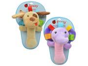 Unisex Ifants Cartoon Zoo Animals Bed Educational Stuffed Sound Hand Bells Rattles Toys Elephant