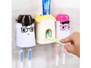 Cartoon Automatic Toothpaste Dispenser Family Gargle Toothbrush Holder Brown Hat