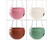 Plastic Hanging Planter Pot Home Yard Hanging Flowers Baskets With Chain Pink