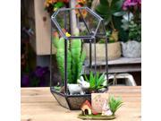 Hexagon Retro Greenhouse Glass Succulent Plants Flower Pot Home Decor
