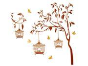 Autumn Winter Tree Bird Cage Wall Stickers Home Decor Art Decals
