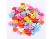 100pcs Mixed Heart Buttons Acrylic Sewing Craft Two Holes Buttons
