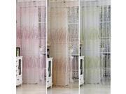 Wintersweet Tree Printed Tulle Voile Window Curtain Organdy Sheer Window Screen Pink