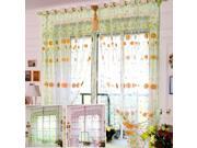 100x200cm Chrysanthemum Voile Window Screening Balcony Bedroom Window Curtain Green