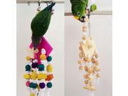Wooden Rope Hanging Bird Parrot Cage Chew Toys Budgie Cockatoo Conure Colorful