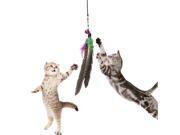 Pet Cat Toy Feather Teaser Plastic Wand Toy Teasers With Bell For Cat Play Fun