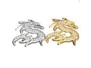 Chinese Dragon Style 3D Chrome Metal Rhinestone Crystal Motorcycle Sticker Gold