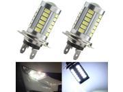 2pcs H7 5630 33 SMD White LED Car Lens DRL Fog Headlight Light Bulbs