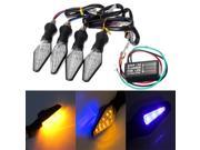4pcs Motorcycle Amber Blue 12LEDs Turn Signal Indicator Lamp Light With Flasher Relay