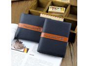 Men PU Leather Bifold Wallet Casual Short Striped Business Credit Card Purse Deep Coffee Horizontal