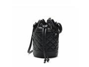 Quilted Women Bucket Bags Drawstring Crossbody Bags Casual Shoulder Bags White