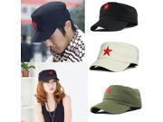 Unisex Red Star Cotton Army Cadet Military Cap Adjustable Hat Army Green