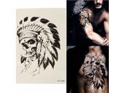 Skull Indian Headdress Waterproof Body Art Arm RemovableTemporary Tattoo Sticker