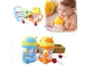 Baby Kid Lovely Durable Straw Cup Drinking Leakproof Bottle Sippy Cup With Handle Blue