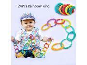24Pcs Baby Kid Rainbow Circle Fingers Connected Loop Baby Toy Hung Rattles