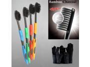 4pcs Nano Bamboo Charcoal Toothbrushes Antibacterial Soft Superfine Brush Black Bristles