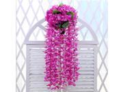 Artificial Flower Hanging Orchid Plants Leaves Bunch Plastic Party Home Garden Rose Red