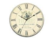 Vintage Art Wall Clock Flower Antique Rustic Design Home Office Cafe Bar Decor