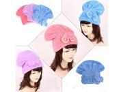 Microfiber Super Absorbent Hair Drying Towel Bowknot Magic Dry Hair Cap Light Purple