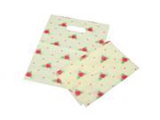 50 Pcs White Floral Patch Handle Carrier Gift Shopping Plastic Gift Bags 2 Size 30x40cm 11.8x15.7inch
