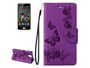 Wiko U Feel Lite Pressed Flowers Butterfly Pattern Horizontal Flip Leather Case with Magnetic Buckle & Holder & Card Slots & Wallet (Purple) Wiko U Feel Lite Pressed Flowers Butterfly Pattern Horizontal Flip Leather Case with Magnetic Buckle & Holder & Card Slots & Wallet (Purple)
