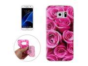 For Samsung Galaxy S7 Edge / G935 Pink Roses Pattern Transparent TPU Soft Protective Back Cover Case