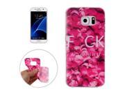 For Samsung Galaxy S7 Edge / G935 Pink Petals All I need is U Words Pattern Transparent TPU Soft Protective Back Cover Case