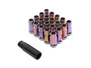20pc Extended Tuner Race Lug Nuts 12x1.5 Thread Size Open End Cone Conical Taper Acorn Seat 60 degree 2 Length Neochrome Neochro Neo Chrome for H