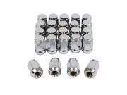 24pc Chrome Silver Bulge Lug Nuts 1 2 20 Thread Size Conical Cone Taper Acorn Seat Closed End 1.4 Length Installs with 19mm or 3 4 Hex Socket for Dod