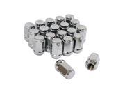 20pc Chrome Silver Bulge Lug Nuts 1 2 20 Thread Size Conical Cone Taper Acorn Seat Closed End 1.4 Length Installs with 19mm or 3 4 Hex Socket for man