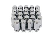 24pc Silver Chrome Bulge Lug Nuts Metric 14x1.5 Threads Conical Cone Taper Acorn Seat Closed End Long Extended 1.8 Length Installs with 19mm or 3 4 He