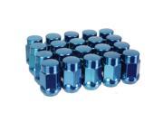 20pc Blue Bulge Lug Nuts Metric 12x1.5 Threads Conical Cone Taper Acorn Seat Closed End 1.4 Length Installs with 19mm or 3 4 Hex Socket for Honda Ac
