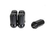 32pc Black Bulge Lug Nuts 14x2 Thread Size Coarse Conical Cone Taper Acorn Seat Closed End Long Extended 1.8 Length Installs with 19mm or 3 4 Hex So