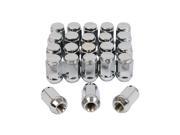 23pc Chrome Silver Bulge Lug Nuts 1 2 20 Thread Size Conical Cone Taper Acorn Seat Closed End 1.4 Length Installs with 19mm or 3 4 Hex Socket