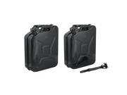2pc 5 Gal Gallon Black Jerry Can with Nozzles Spouts Steel Metal Tank Gasoline Gas Fuel Petrol Emergency Backup Caddy Storage 20 Liters