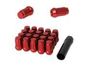 100pc Red Spline Drive Lug Nuts 12x1.5 Thread Size 1.4 Length Closed End Cone Acorn Taper Seat Includes 5 Socket Keys Tool For Acura Chevy Honda Le
